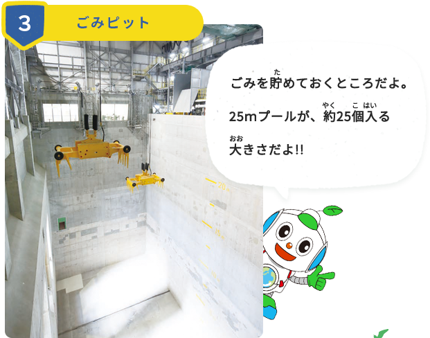 ごみを貯めておくところだよ。25ｍプールが、約25個入る大きさだよ!!