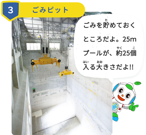 ごみを貯めておくところだよ。25ｍプールが、約25個入る大きさだよ!!